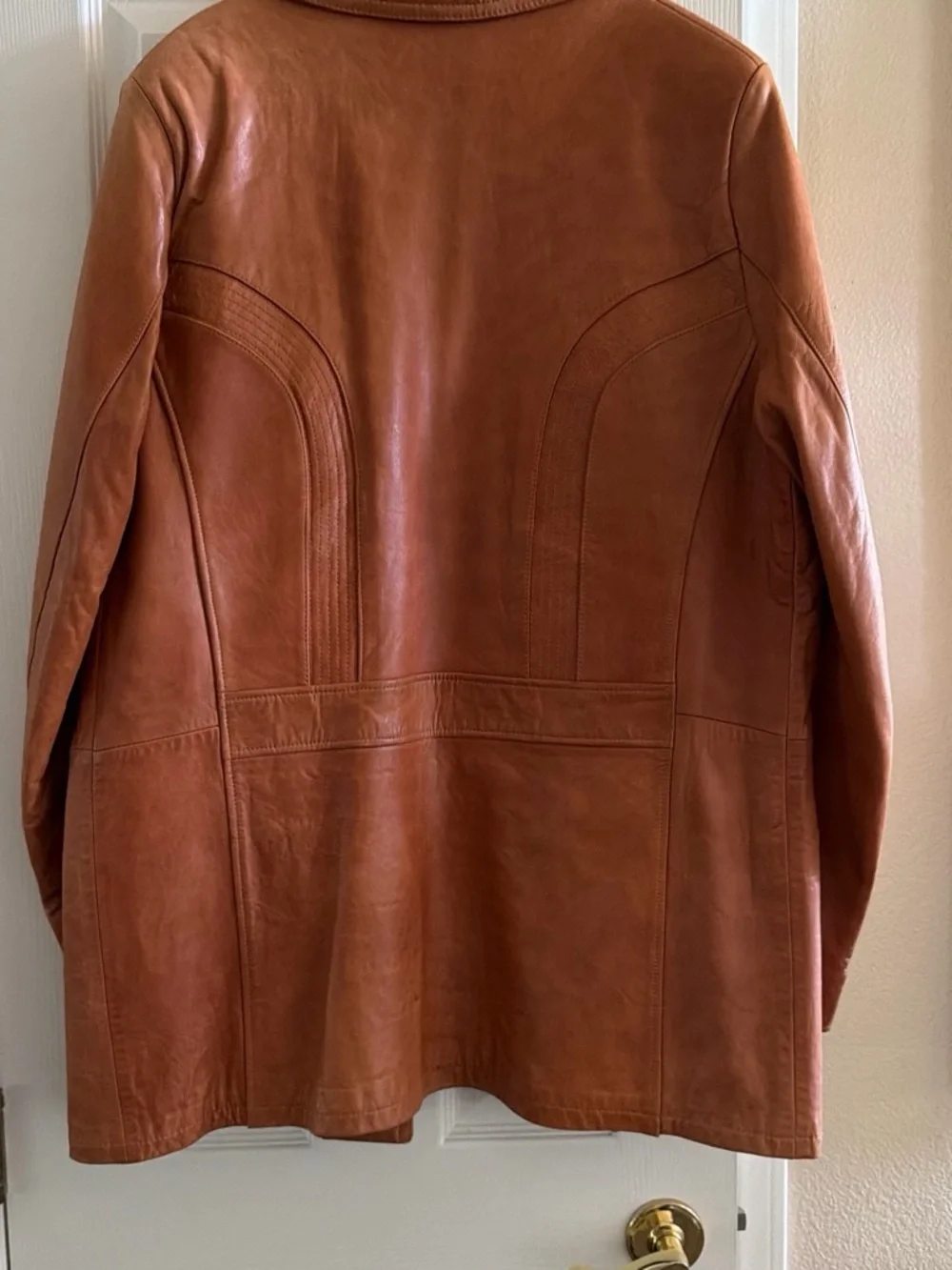 Men's Chestnut Leather Button Jacket